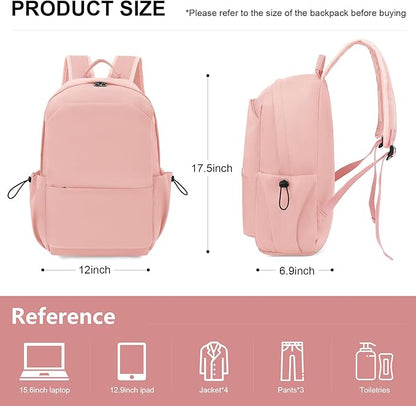 YGR Laptop Backpack for Women and Men, Waterproof Lightweight Travel Daily Rucksack Casual 15.6 inches Computer Bags for College, Pink