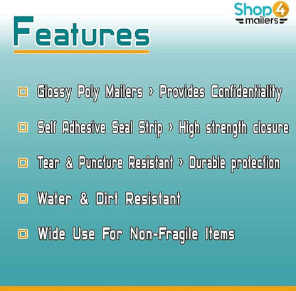 Shop4Mailers 10 x 13 Thank You Christmas Gift with Bow Black and Gold Holiday Poly Bag Mailer Envelopes 2 Mil (100 Pack, Black Gift)