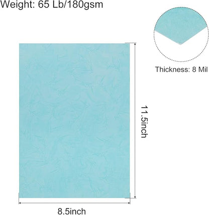 MECCANIXITY 100pcs A4 8-1/2 x 11.5 Inch Presentation Binding Covers Letter Size Leather Textured Grain Paper Un-Punched for Business Reports, Teal Blue