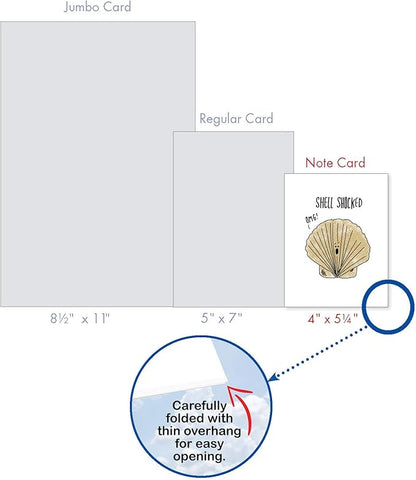 The Best Card Company - 10 Funny Assorted Blank Humor All Occasions Notecards Boxed Set 4 x 5.12 Inch w/Envelopes Cute Word Play for Men, Women (10 Designs, 1 Each) - Fun Puns M2975OCB