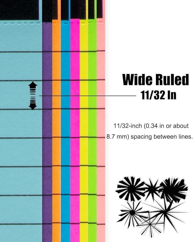 Colored Legal Pads 8.5 x 11 inches 8 Pack,70 GSM/19 LB Rainbow Wide Ruled Writing Pad High Brightness Neon Pads 8 Colors 30 Sheets Per Note pads for School,College,Office,Business-Large