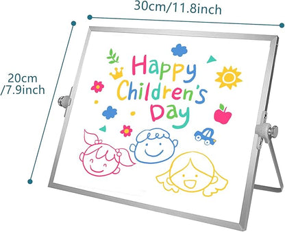 OWill Dry Erase White Board, 8” X 12” Small Whiteboard with Stand, Mini Whiteboard A4 Magnetic Desktop Board & Portable Double-Sided White Board Easel for Kids Drawing in School & Home