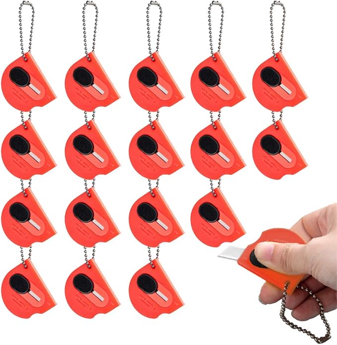 18 pack Mini Portable Utility Office Keychain with auto Retractable Blade Pocket Knives Letter Opener Small Box Cutter(orange)