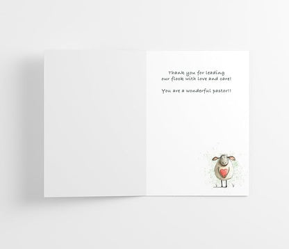 M Market On Mainstreet Pastor Cards, 5x7 inches, Single Card with Envelope, Made in USA (Sheep Appreciation)
