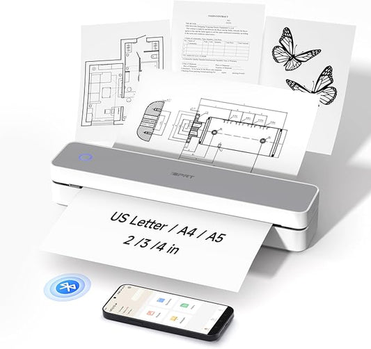 iDPRT Portable Thermal Printer,Wireless Printer for Travel Support 8.5" X 11" US Letter& A4&A5 Thermal Paper, Bluetooth Inkless Printers Compatible with Android and iOS Phone&Laptop