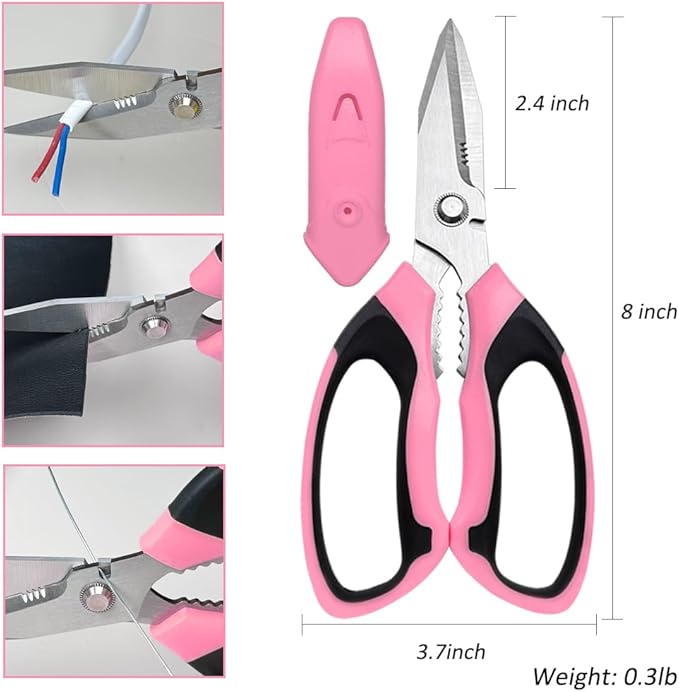 Utility Scissors Heavy Duty, Ultra Sharp Blade Shears, Comfortable Non-Slip Handle, Multipurpose Stainless Steel Scissors For Cutting Cardboard, Fabric, Carpet, Leather, Wire