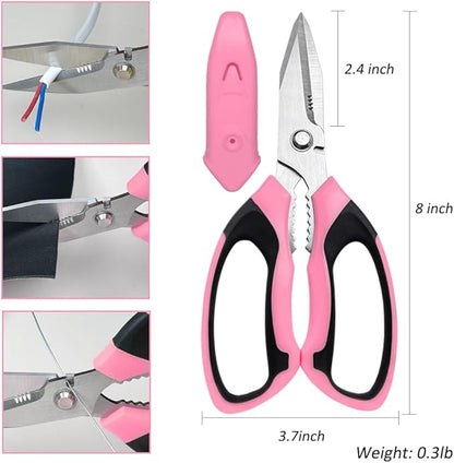 Utility Scissors Heavy Duty, Ultra Sharp Blade Shears, Comfortable Non-Slip Handle, Multipurpose Stainless Steel Scissors For Cutting Cardboard, Fabric, Carpet, Leather, Wire
