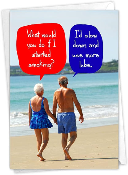 NobleWorks Started Smoking - Anniversary Greeting Card with Envelope (4.63 x 6.75 Inch) - C9583ANG