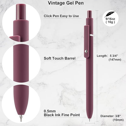 LINFANC Gel Pens, 12 Pcs 0.5mm Quick Dry Black Ink Pens Fine Point Smooth Writing Pens for Journaling Aesthetic Pens Retractable Gel Pens School Supplies Black Pens Gel Ink Pen Office Supplies