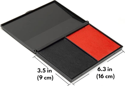 Ink Pad for Rubber Stamps, Stamp Pad for Clear Impression Stamping, Quality Felt Pad Black Ink, Red Ink, Blue Ink L (3.5 * 6.3) (Red & Black)