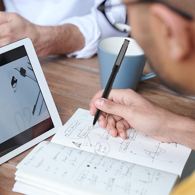 uni-ball Roller Ball Stick Pens, 0.5 mm Micro Tip, Red, Pack of 12