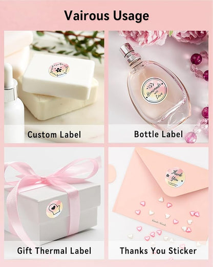 Phomemo 2” Color Circle Thermal Labels, Self-Adhesive Round Direct Sticker Labels, Circular Thermal Printer Label for Logo Design, Name Tag, Thanks Card, Address, QR Code, 750 Labels/Roll, Gradient