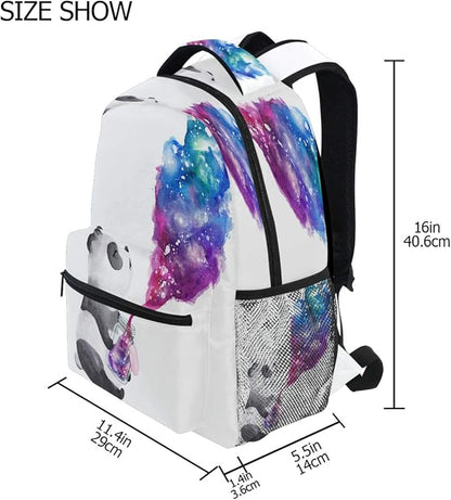 Blueangle Panda Holding Galaxy Glass Jar Printing Computer Backpack - Lightweight School Bag for Girls, Boys, Teens