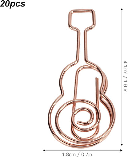 Shaped Paper Clips, Cute Guitar Shaped Paper Clips Notebook Metal Material for