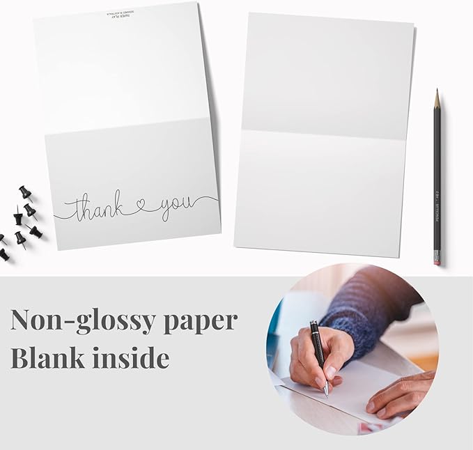 Thank You Cards with Kraft Envelopes and Stickers, Bulk Pack of 20, 4x6 Inch Professional Looking - Suitable for Business, Baby Shower, Wedding, Small Business, Graduation, Bridal Shower, Funeral
