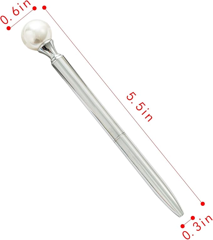 6 Pieces False Pearl Decoration Twist Metal Ballpoint Pen Ball Pen 1.0 MM Black Ink