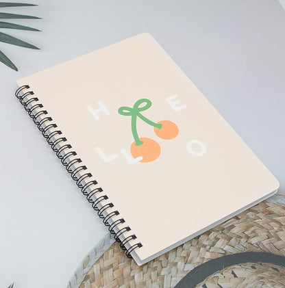 Yansanido Spiral Notebook, 4 Pcs A5 Cherry Design Hardcover 8mm Ruled 4 Color 80 Sheets -160 Pages Journals for Study and Notes (Cherry)