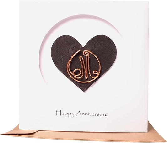 Personalized Initial Copper Card, Copper Initial, Anniversary Card for Her, Couple, Gift for Her (M)