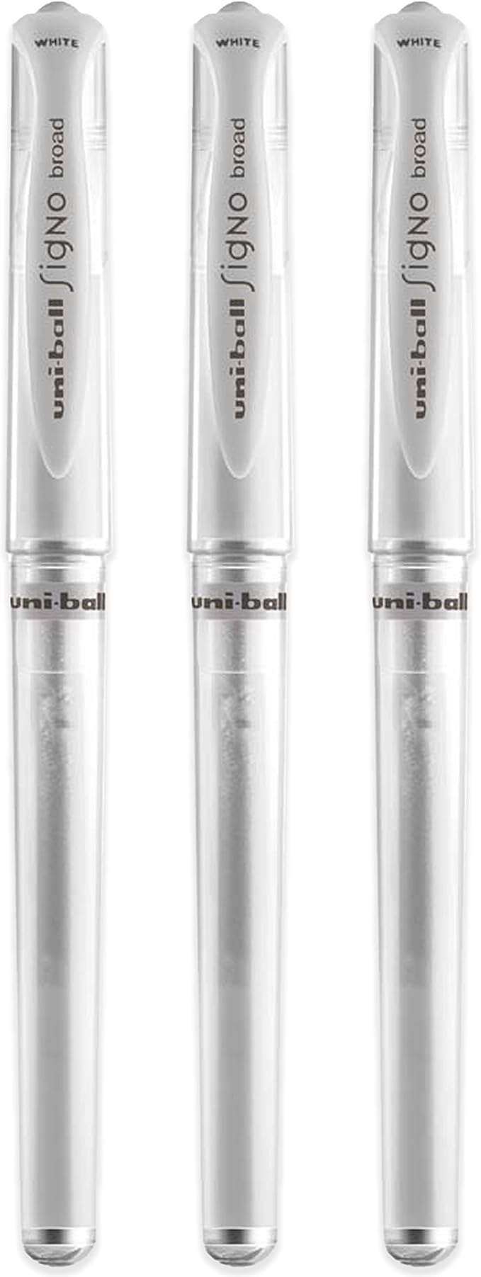 Uni-ball UM 153 Signo Broad Point Gel Pen - White - Pack of 3