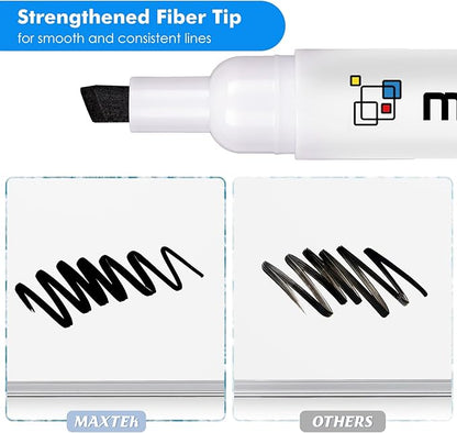maxtek Black Dry Erase Markers, 16 Count Chisel Tip Markers Dry Erase, Low Odor White Board Markers, Perfect for School, Offices, Home