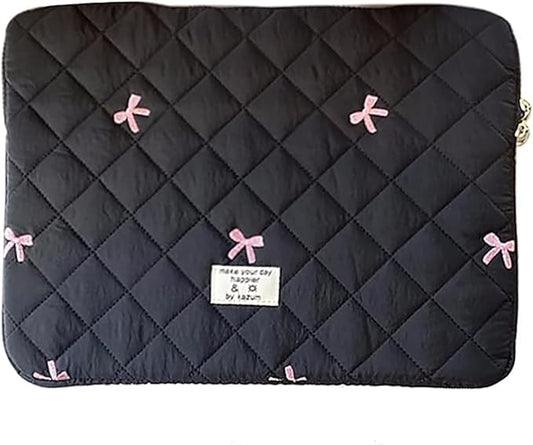 9-11 Inch Tablet Sleeve Case for iPad Pro 11 Air 4 10.2 Tab Protective Bag Cute Bowknot Quilted Puffy Laptop Pouch Carrying Case