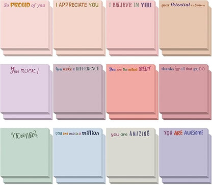 Yinder 24 Pcs Inspirational Sticky Notes with Lines Cute Motivational Sticky Notes Pad Employee Appreciation Gifts Bulk for Teacher Nurse Coworkers Office Supplies 3 x 3''(Aesthetics,Thank You)