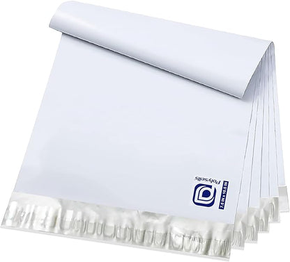 POLYSELLS 1000 pcs 7.5x10.5 Inches White x Silver Poly Mailers Shipping Envelopes, Strong Adhesive Sealing, Waterproof, and Tear-resistant Postal Mailing Bags for Clothing, Books, and Accessories