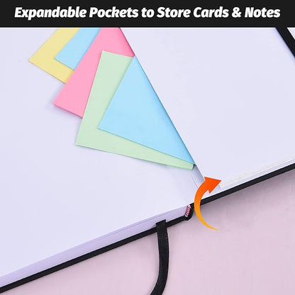 SUIN Hardcover-Journal-Notebooks, A5 Lined Journals Notebook for Writing 200 Pages, 8.2 x 5.5 inch, Classic Ruled Notebooks for Work/Travel/College (Black - 6 Pack)