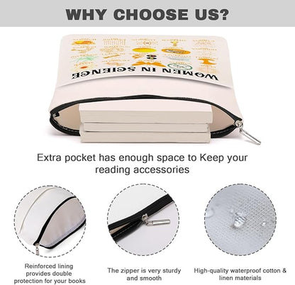 Book Themed Gifts Waterproof Book Sleeve Book Pouch Funny Reading Gifts Science Teacher Gifts for Women Her Book Covers for Paperbacks Book Accessories Book Protector with Zipper and Front Pocket
