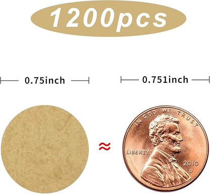 1200 Pieces 0.75 Inch Round Color Coding Label Garage Sale Stickers Blank Yard Sale Price Stickers Permanent Adhesive Dots Stickers,Easily Writable with Perforation Line (Kraft)