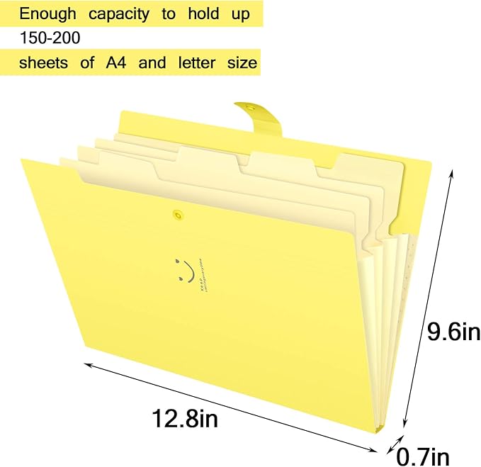 SKYDUE Folder, Accordion Document Organizer, Letter A4 Paper Expanding File Folder Pockets (1, Banana)
