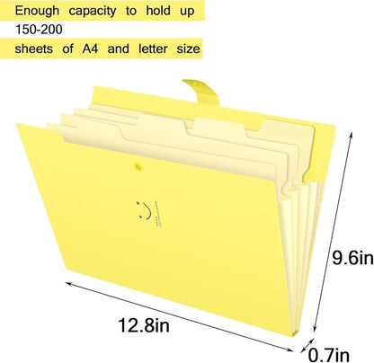 SKYDUE Folder, Accordion Document Organizer, Letter A4 Paper Expanding File Folder Pockets (1, Banana)