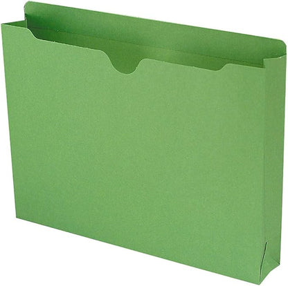 Smead File Jacket, Reinforced Straight-Cut Tab, 2" Expansion, Letter Size, Green, 50 per Box (75563)