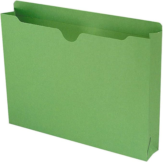 Smead File Jacket, Reinforced Straight-Cut Tab, 2" Expansion, Letter Size, Green, 50 per Box (75563)