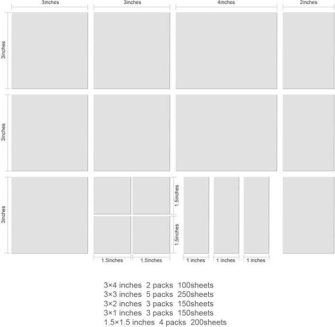 850 Pcs Transparent Sticky Notes Pad, Clear Sticky Notes for Books Message Reminder, Waterproof Self-Adhesive Translucent Sticky Notes, 17 Packs (1.5"x1.5", 3"x1", 3"x2", 3"x3", 3"x4")