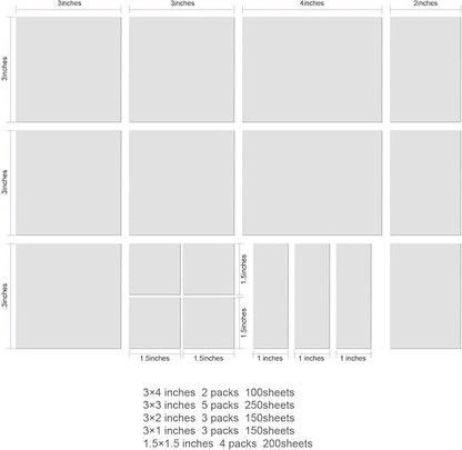 850 Pcs Transparent Sticky Notes Pad, Clear Sticky Notes for Books Message Reminder, Waterproof Self-Adhesive Translucent Sticky Notes, 17 Packs (1.5"x1.5", 3"x1", 3"x2", 3"x3", 3"x4")