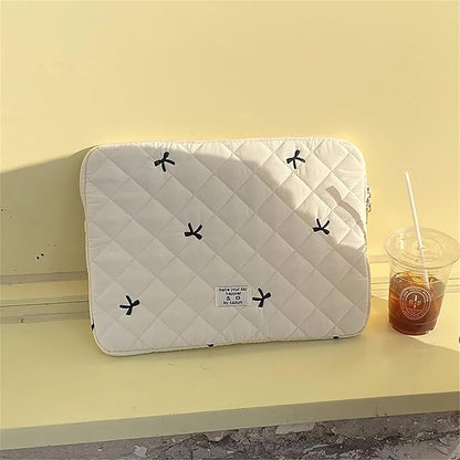 9-11 Inch Tablet Sleeve Case for iPad Pro 11 Air 4 10.2 Tab Protective Bag Cute Bowknot Quilted Puffy Laptop Pouch Carrying Case