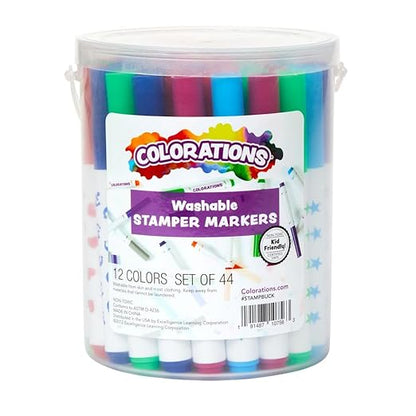 Colorations STAMPBUCK Colorations Washable Marker Stamper Bucket (Pack of 44)