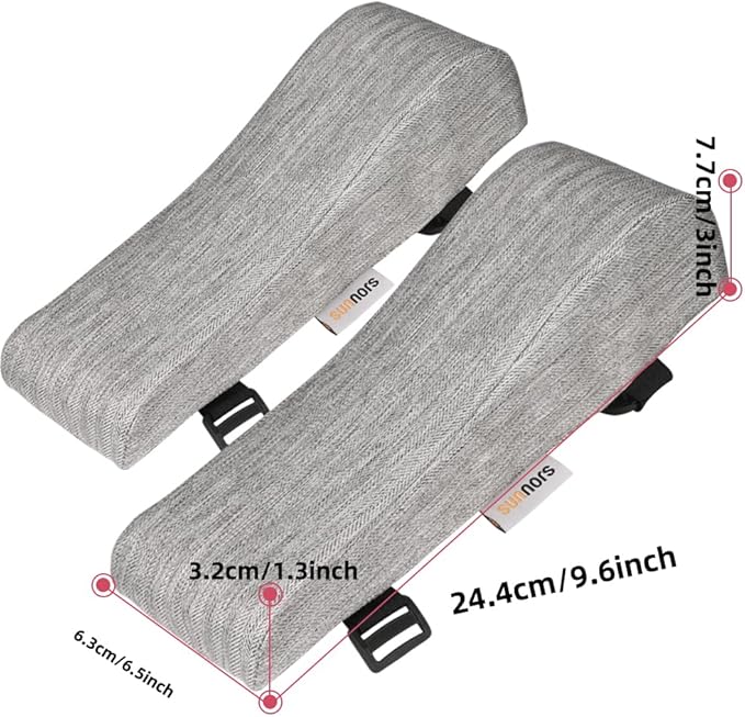 Office Chair Arm Covers with Memory Foam Elbow Pillow for Forearm Pressure Relief, Grey Arm Rest Covers for Office Chairs, Wheelchair, Comfy Gaming Chair