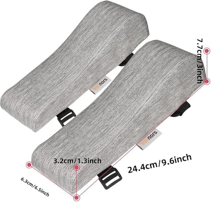 Office Chair Arm Covers with Memory Foam Elbow Pillow for Forearm Pressure Relief, Grey Arm Rest Covers for Office Chairs, Wheelchair, Comfy Gaming Chair