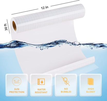 HTVRONT Clear Self-Adhesive Laminating Vinyl Roll-12"x15FT Non Thermal Laminating Film,No Machine Needed Clear Vinyl Laminate for Stickers