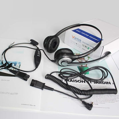 Wantek Wired Telephone Headset Dual Ear with 2.5mm Jack, Noise Cancelling Mic, Quick Disconnect, Work for Cordless Phones AT&T ML17929 TL86103 Panasonic KX-DT543 KX-T7730 Vtech RCA Cisco (602QJ25)