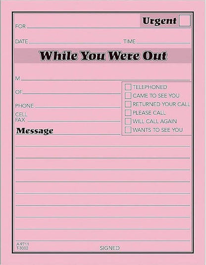 Adams While You Were Out Pads, 4.25 x 5.5 Inches, Pink, 50 Sheets per Pad, 12 Pads per Pack (9711D)