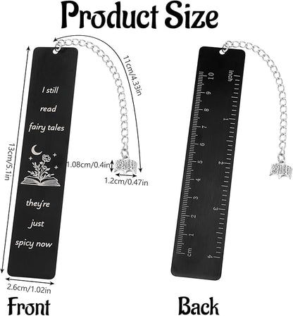 Fairytales Metal Bookmark for Women Men, Funny Bookmarks with Gift Box Book Lover Spicy Fancy Bookmarks Book Marks for Reading Gift Book Mark with Pendant for Book Lovers Friend(Black)