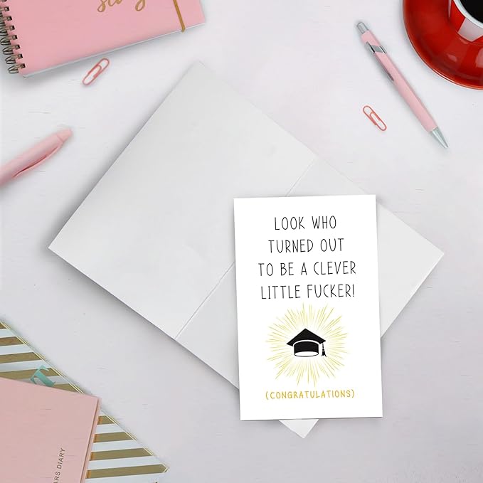SuperShunhu Funny Graduation Card for Him Her, Graduation Gifts for University, College, PHD, Law School or More, Humorous Congrats Grad Card