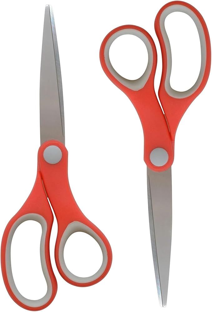 Westcott 55846 7-Inch School Scissors, All-Purpose Heavy-Duty Scissors for Crafting, School and Work, Red/Gray, 2 Pack