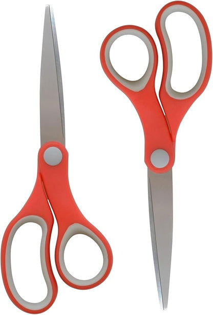 Westcott 55846 7-Inch School Scissors, All-Purpose Heavy-Duty Scissors for Crafting, School and Work, Red/Gray, 2 Pack