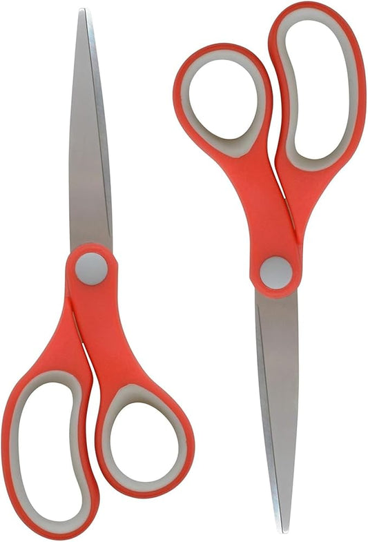 Westcott 55846 7-Inch School Scissors, All-Purpose Heavy-Duty Scissors for Crafting, School and Work, Red/Gray, 2 Pack