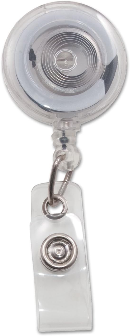 Advantus Translucent Retractable ID Card Reel, 30" Extension, Clear, 12/Pack