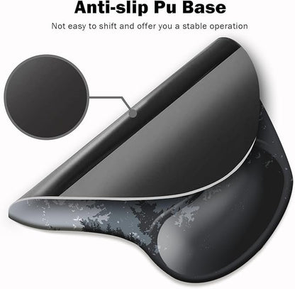Ergonomic Mouse Pad with Wrist Support and Coaster,Mouse Pads with Non-Slip PU Base for Home Office Working Studying Easy Typing & Pain Relief Forest Pattern